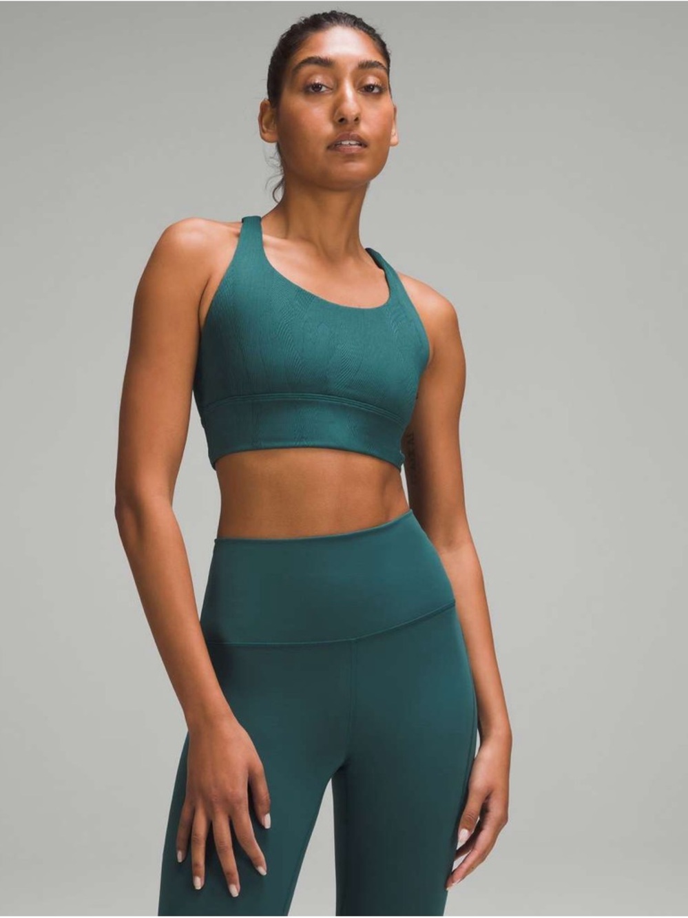 Lululemon Energy Longline Ribbed Sports Bra Storm Teal Size 4